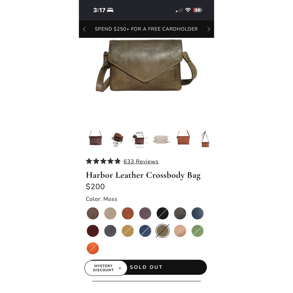 Latico Harbor Moss Full Grain Leather Crossbody Bag Purse 3105 - Picture 6 of 6